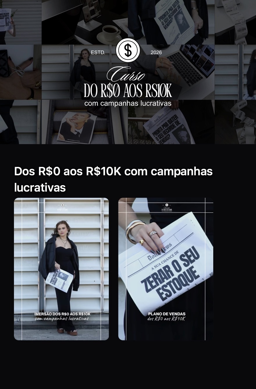 Tela do curso Dos R$0 aos R$10K com campanhas lucrativas